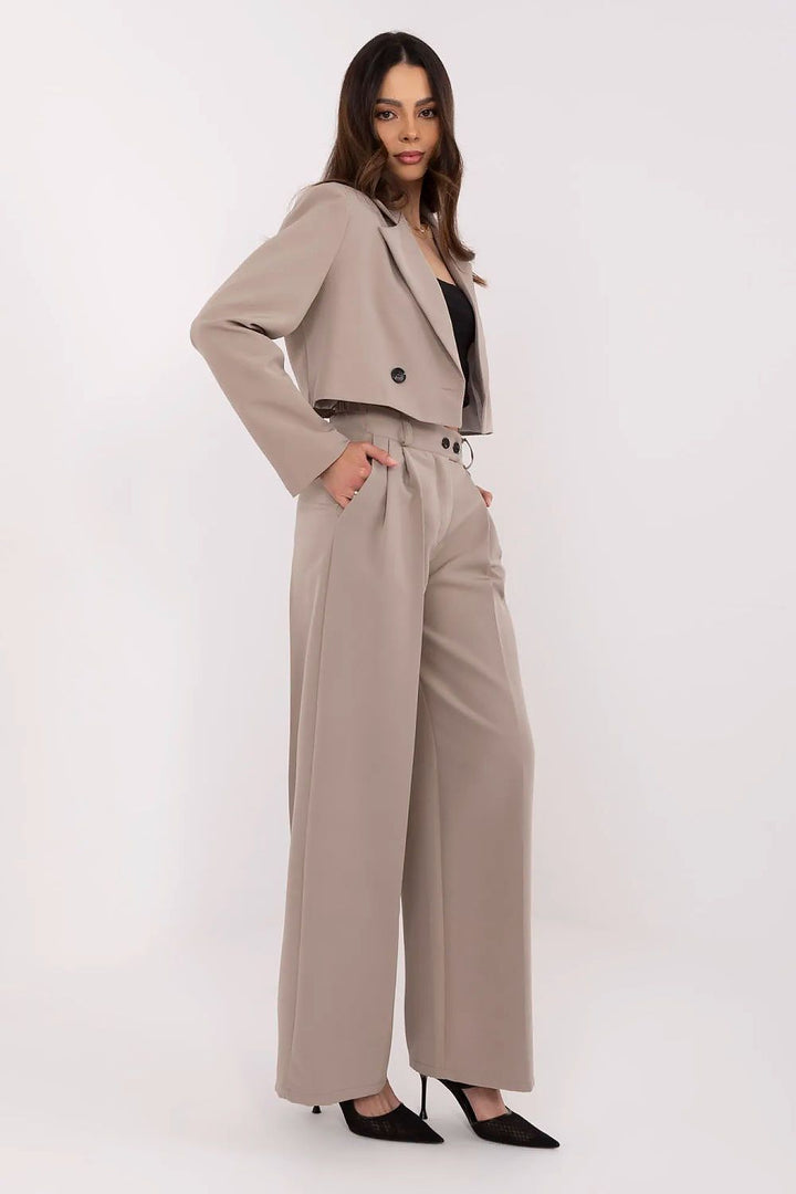 Elegant Women's Blazer and Wide-Leg Trousers Set - Ludowika 