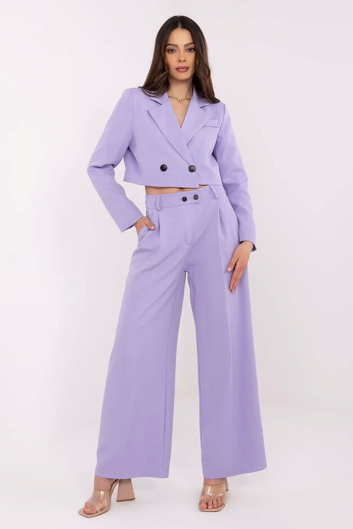 Elegant Women's Blazer and Wide-Leg Trousers Set - Ludowika 