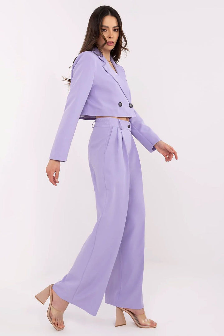 Elegant Women's Blazer and Wide-Leg Trousers Set - Ludowika 