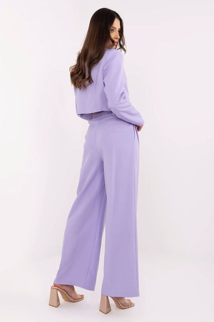 Elegant Women's Blazer and Wide-Leg Trousers Set - Ludowika 