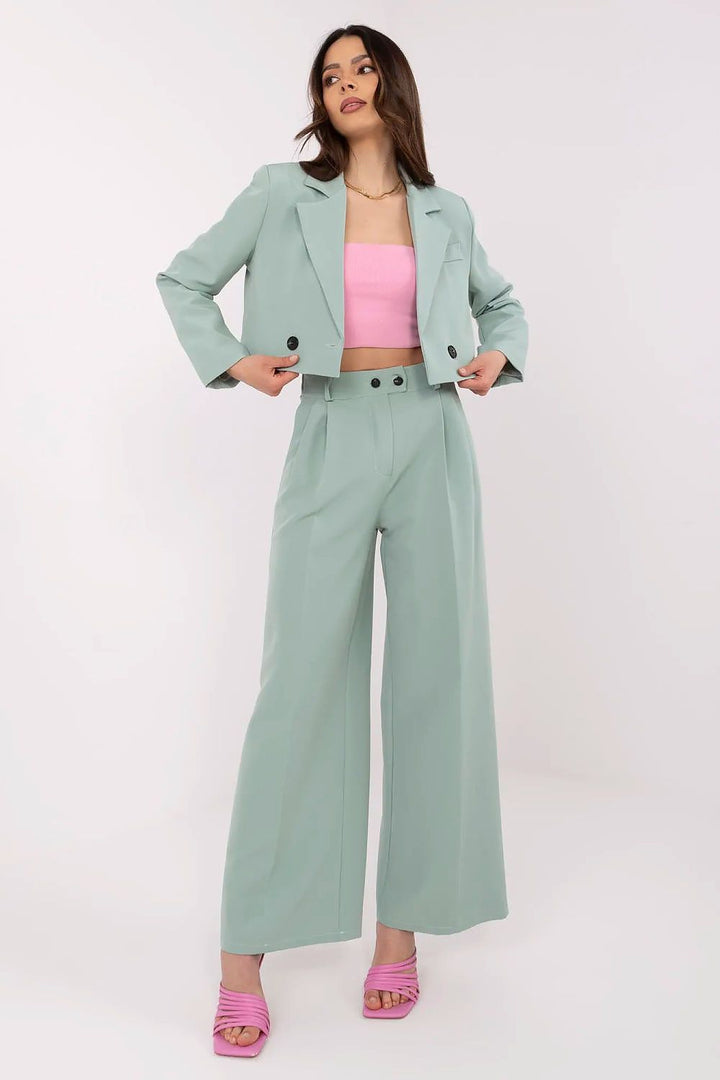 Elegant Women's Blazer and Wide-Leg Trousers Set - Ludowika 