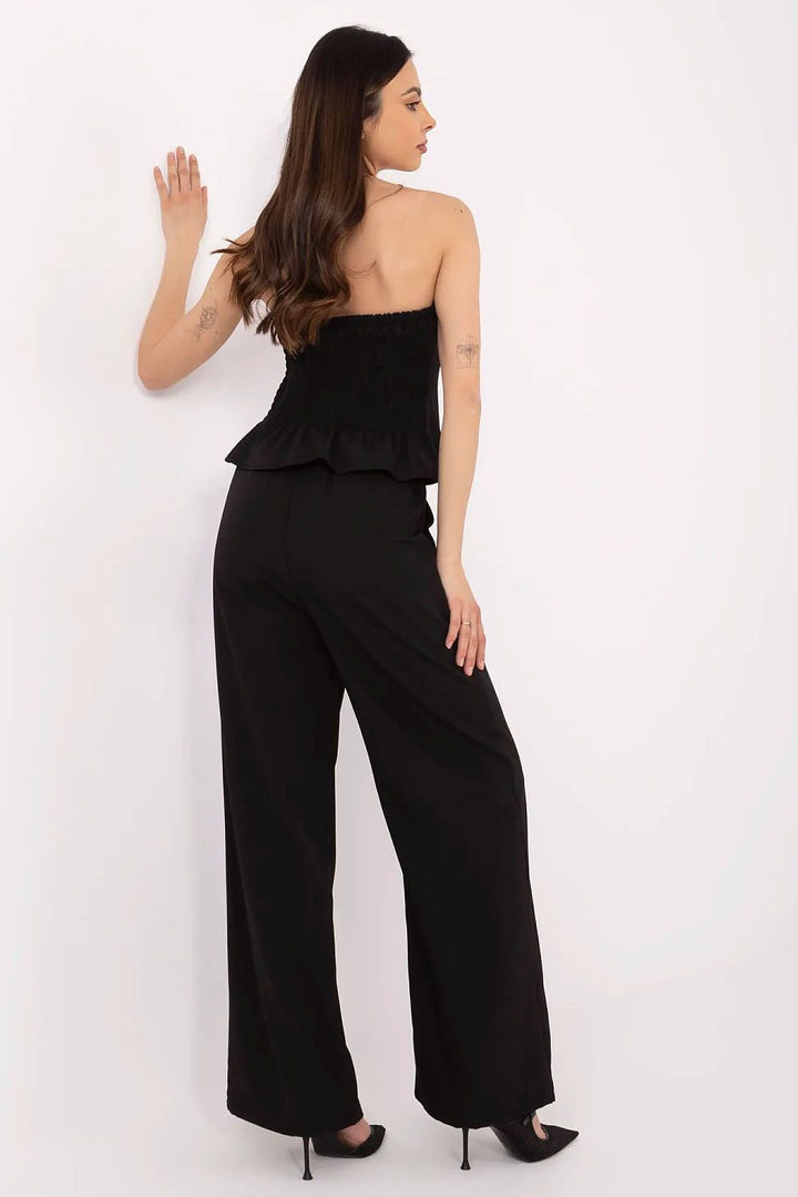 Elegant Women's Vest and High-Waisted Wide-Leg Pants Set with Decorative Buttons - Ludowika 