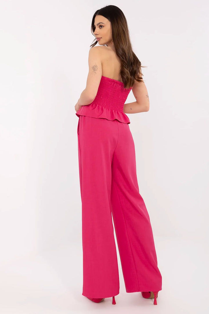 Elegant Women's Vest and High-Waisted Wide-Leg Pants Set with Decorative Buttons - Ludowika 