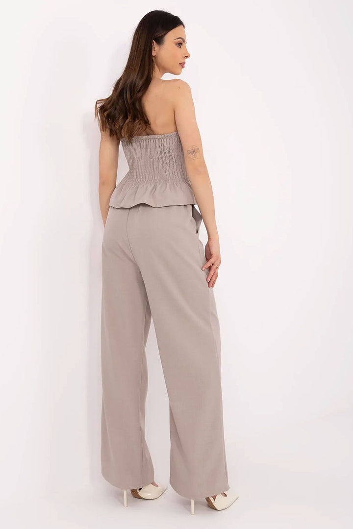 Elegant Women's Vest and High-Waisted Wide-Leg Pants Set with Decorative Buttons - Ludowika 