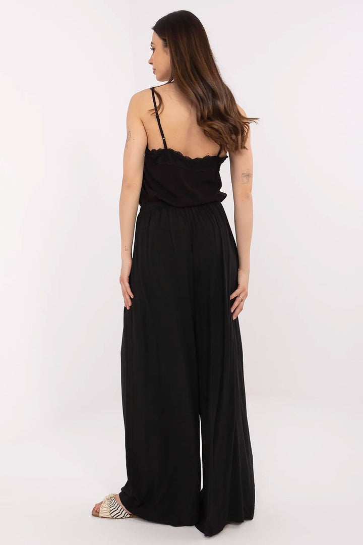 Women's High-Waisted Tie-Waist Palazzo Pants in Breathable Viscose - Ludowika 