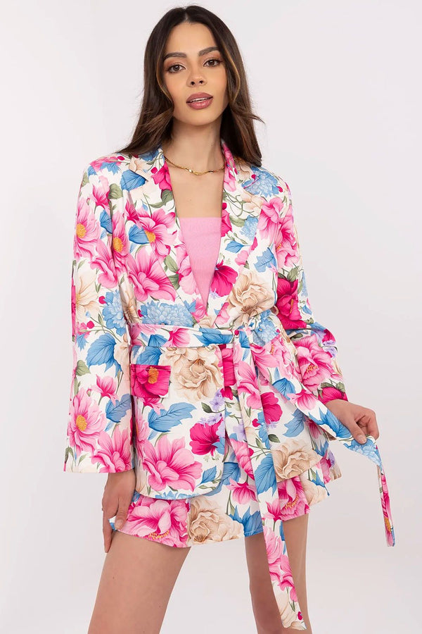 Floral Blazer and High-Waisted Shorts Set - Ludowika 