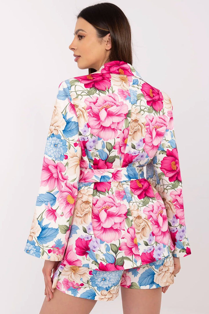 Floral Blazer and High-Waisted Shorts Set - Ludowika 