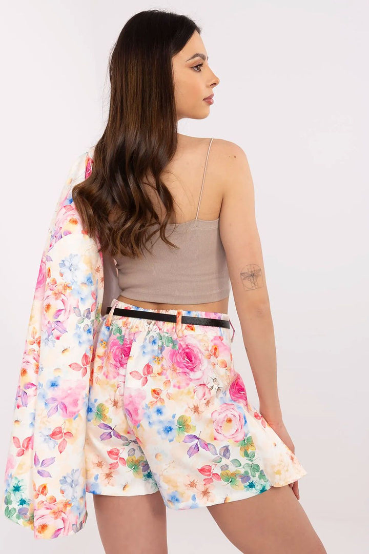 Floral Blazer and High-Waisted Shorts Set - Ludowika 