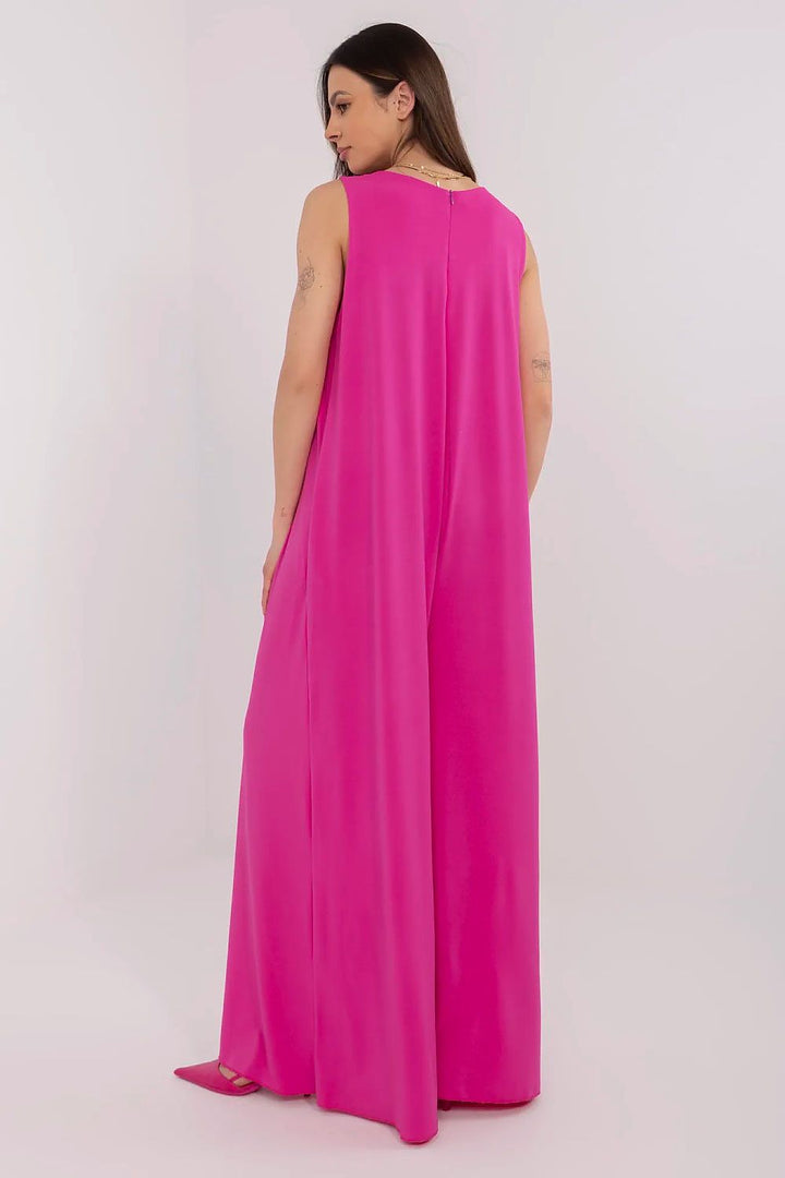 Elegant Sleeveless Jumpsuit with Flower Brooch and Side Pockets - Ludowika 