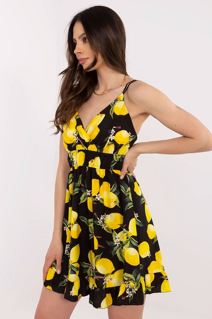 Sunlit Citrus Wrap Mini Dress - Ludowika 