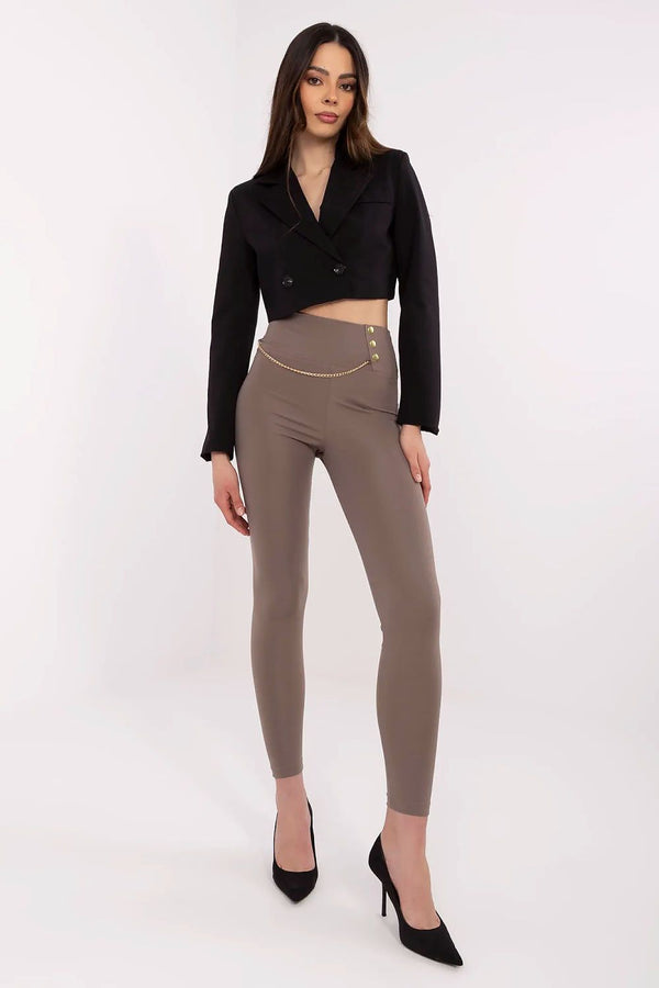 Women's High-Waisted Leggings – Smooth Fit with Decorative Chain Detail - Ludowika 
