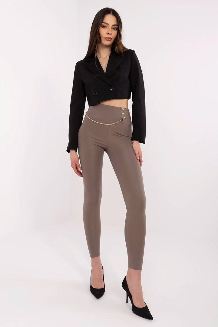 Women's High-Waisted Leggings – Smooth Fit with Decorative Chain Detail - Ludowika 