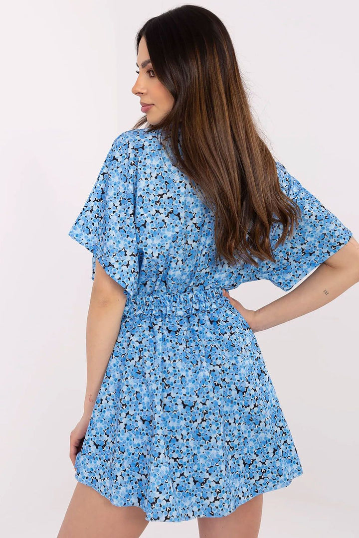 Floral Women's Jumpsuit – Wrap Neckline, Skirt Overlay & Adjustable Belt - Ludowika 