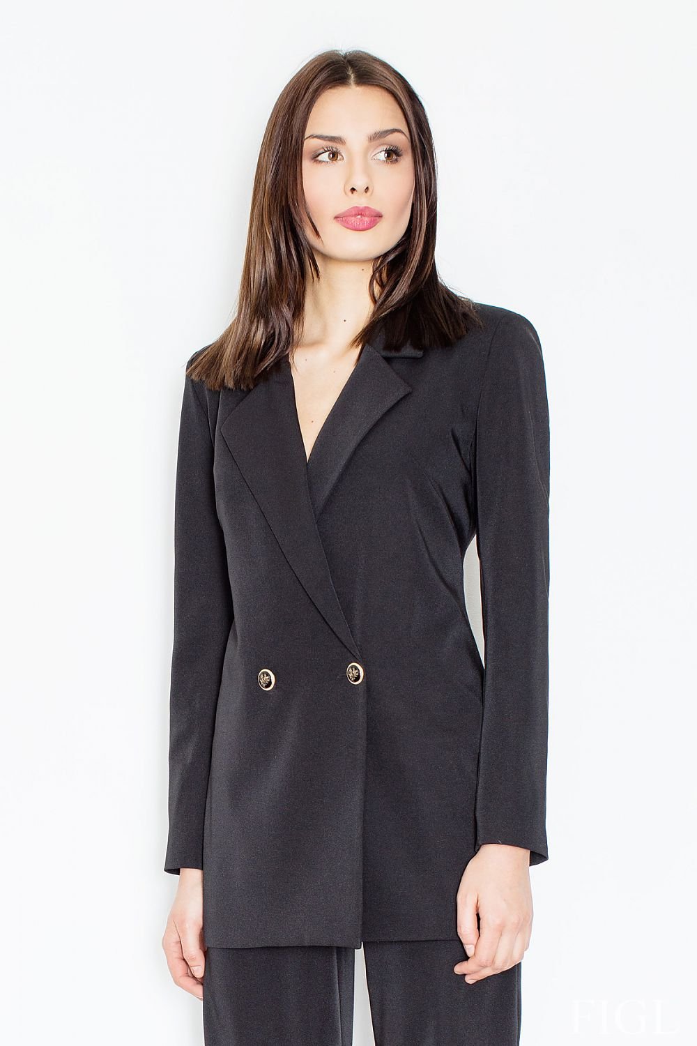 Veste croisée allongée avec col rembourré classique pour toutes les occasions