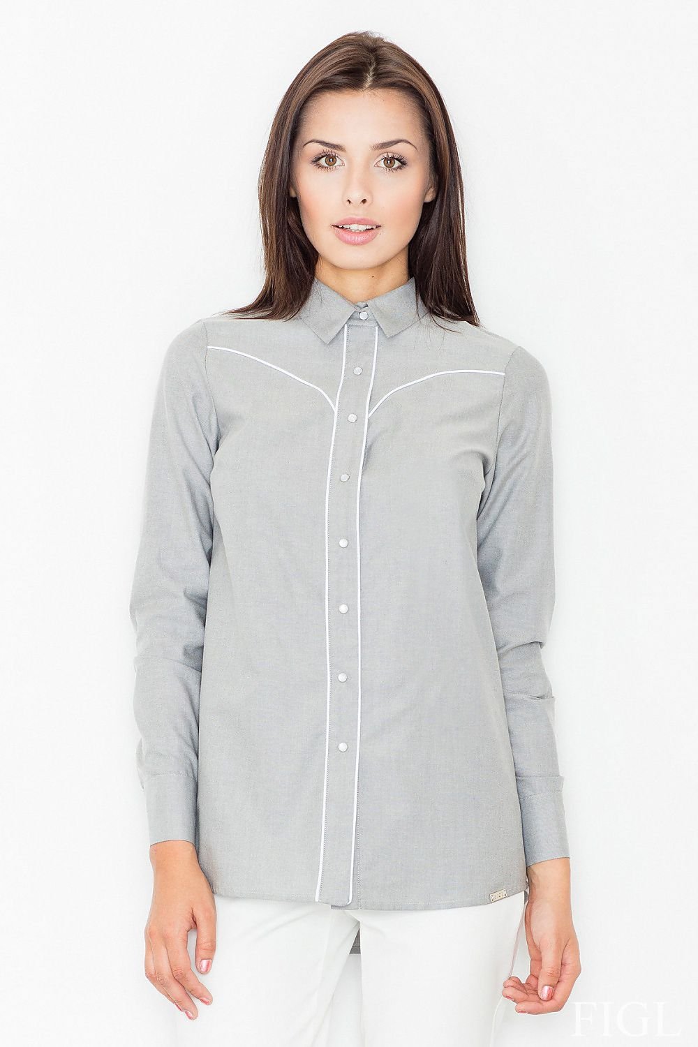 Chemise à manches longues pour femme avec fermeture boutonnée