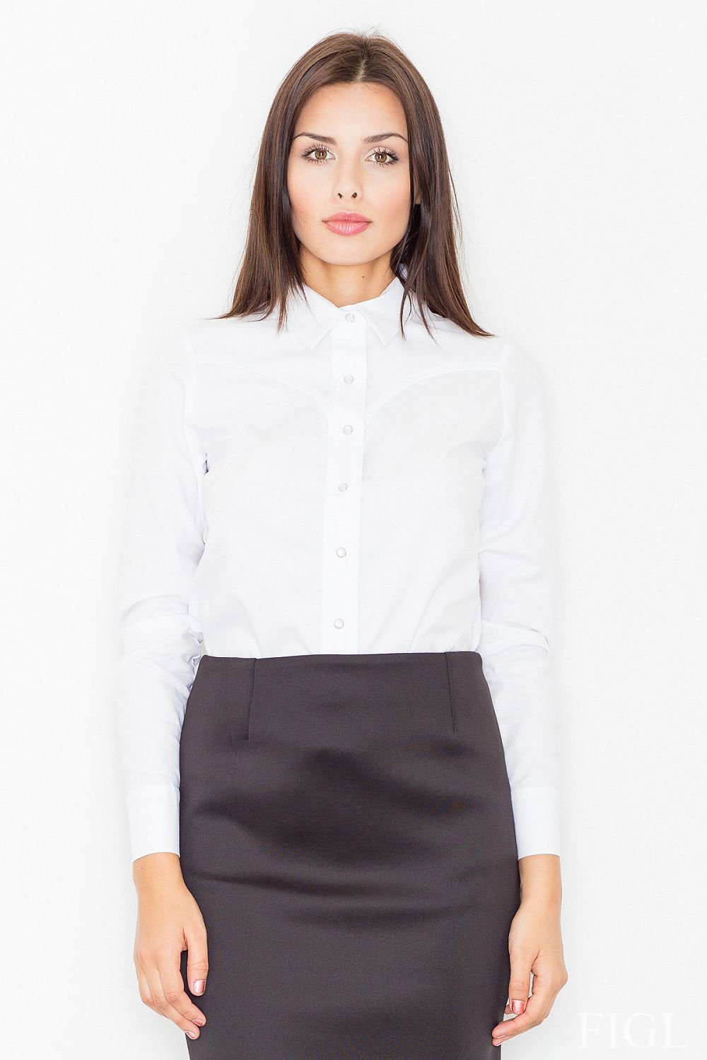 Chemise à manches longues pour femme avec fermeture boutonnée