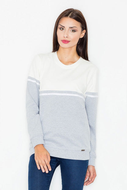 Sweat-shirt en tricot classique avec col rond et finition passepoilée