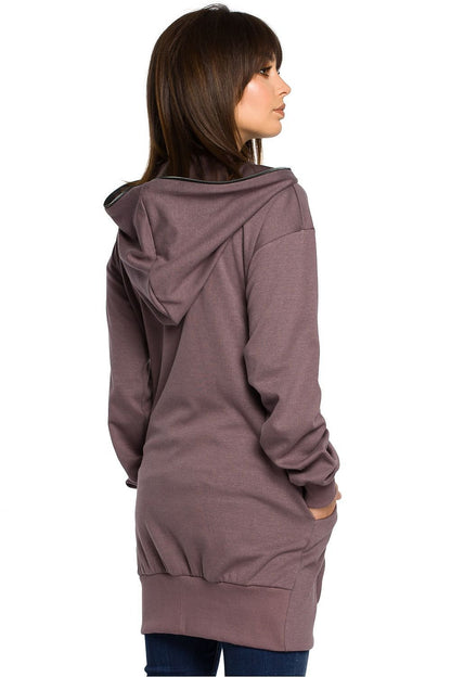 Oversized Zip-Up Sweatshirt with Large Hood, Side Pockets, and Drawstring Hem