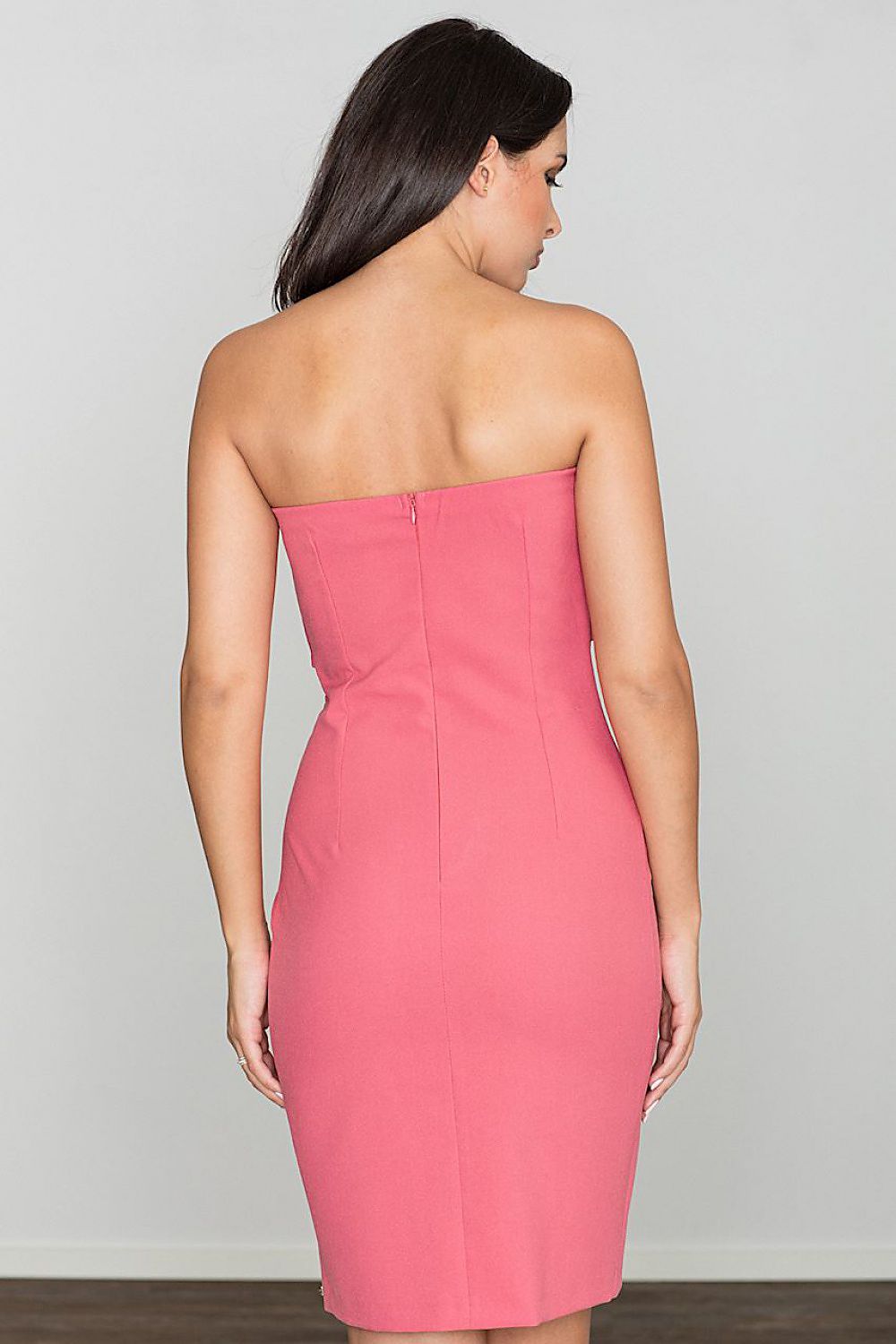 Fitted Stretch Dress with Open Shoulders and Front Bow