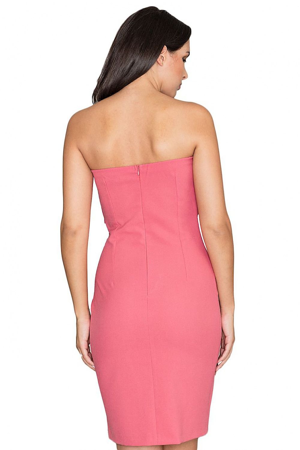 Fitted Stretch Dress with Open Shoulders and Front Bow