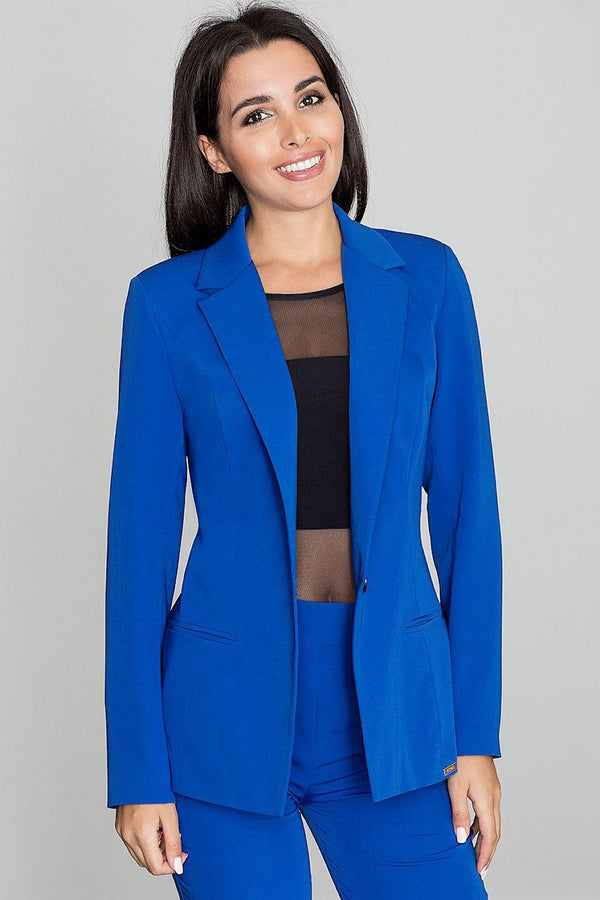 Long Loose Jacket with Button-Up Closure and Imitation Pockets