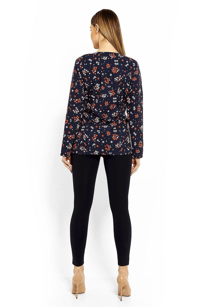 Envelope Neckline Blouse with Adjustable Tie - Ludowika 