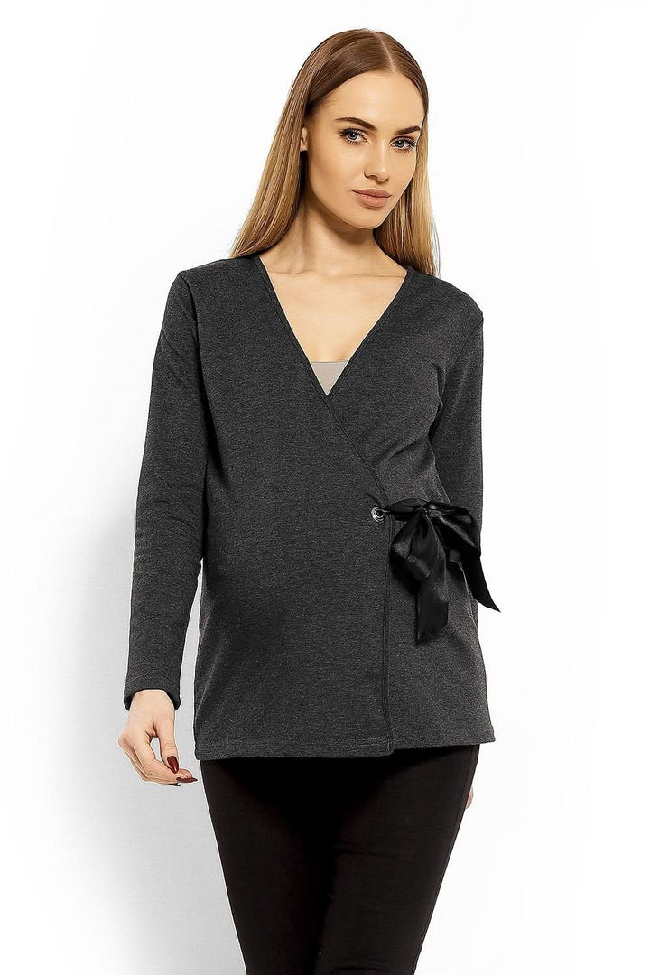 Envelope Neckline Blouse with Adjustable Tie - Ludowika 
