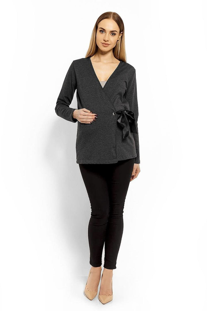 Envelope Neckline Blouse with Adjustable Tie - Ludowika 