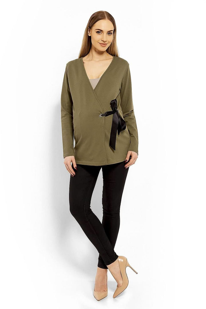 Envelope Neckline Blouse with Adjustable Tie - Ludowika 