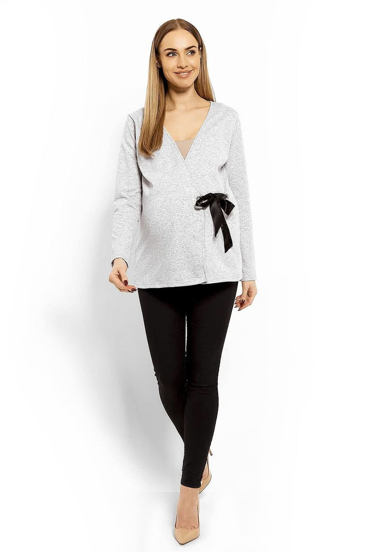 Envelope Neckline Blouse with Adjustable Tie - Ludowika 