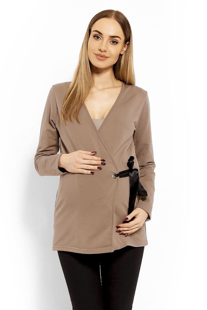 Envelope Neckline Blouse with Adjustable Tie - Ludowika 