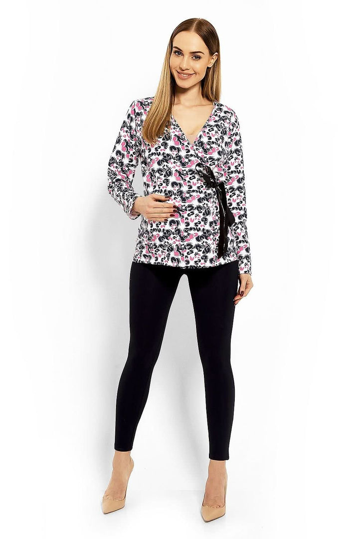 Envelope Neckline Blouse with Adjustable Tie - Ludowika 