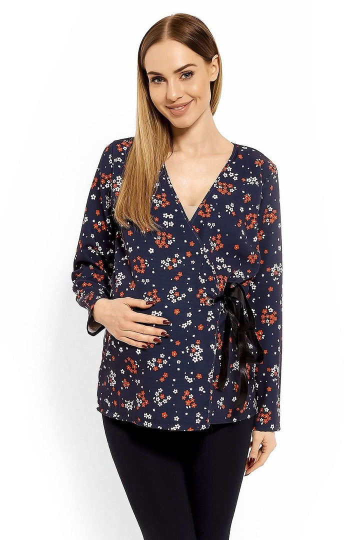 Envelope Neckline Blouse with Adjustable Tie - Ludowika 