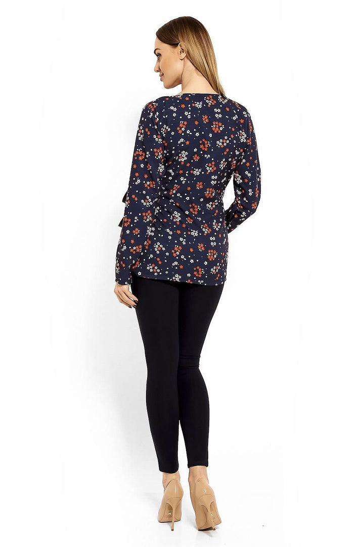 Envelope Neckline Blouse with Adjustable Tie - Ludowika 