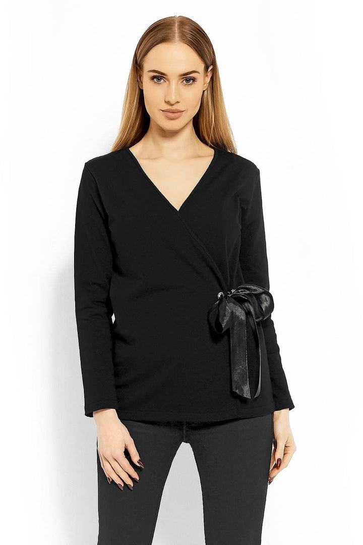 Envelope Neckline Blouse with Adjustable Tie - Ludowika 