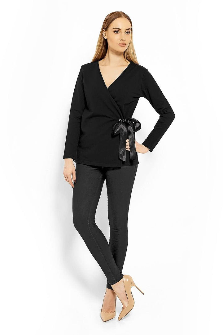 Envelope Neckline Blouse with Adjustable Tie - Ludowika 