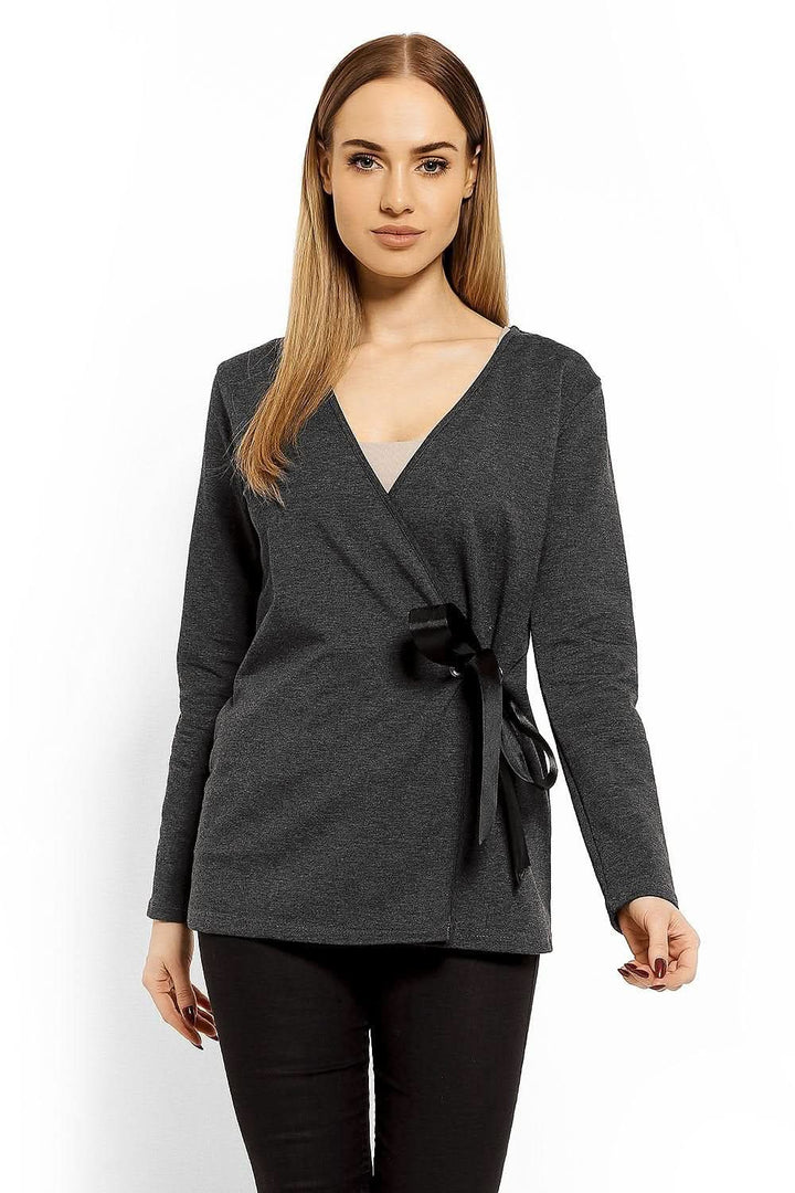 Envelope Neckline Blouse with Adjustable Tie - Ludowika 