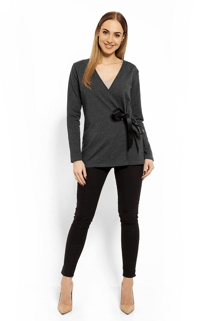 Envelope Neckline Blouse with Adjustable Tie - Ludowika 