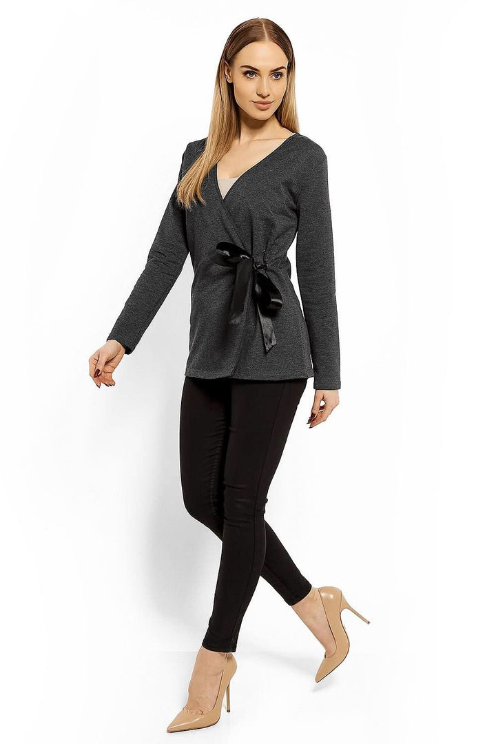 Envelope Neckline Blouse with Adjustable Tie - Ludowika 