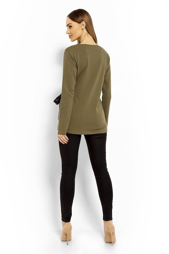Envelope Neckline Blouse with Adjustable Tie - Ludowika 