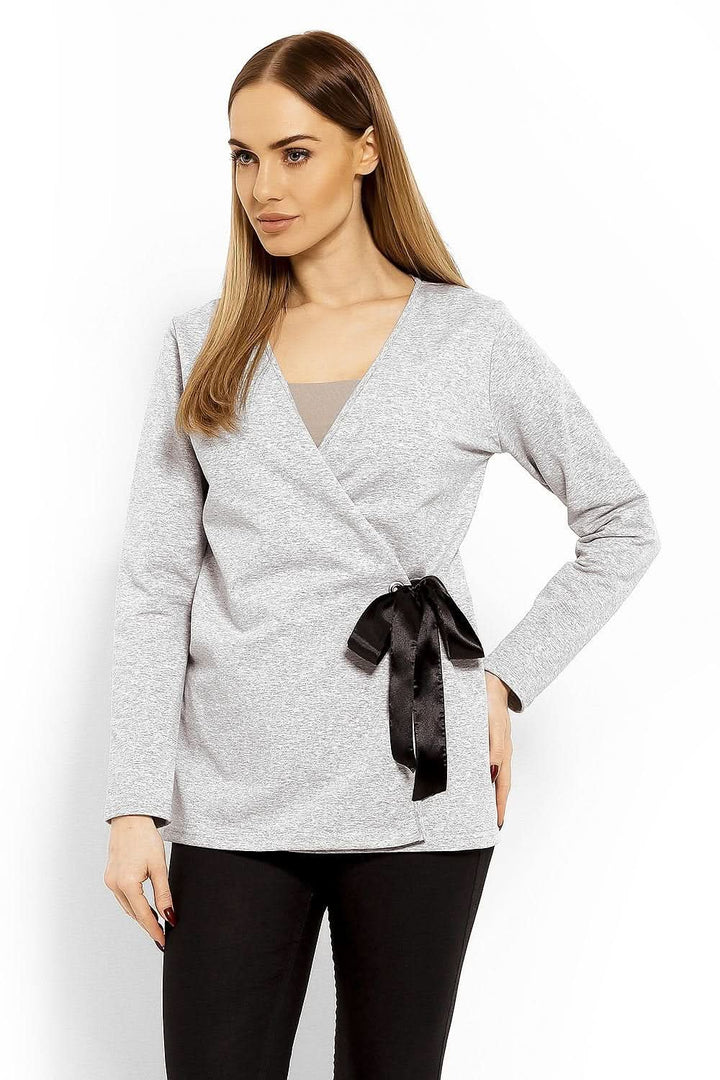 Envelope Neckline Blouse with Adjustable Tie - Ludowika 