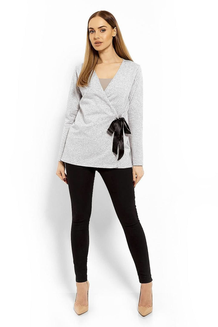 Envelope Neckline Blouse with Adjustable Tie - Ludowika 