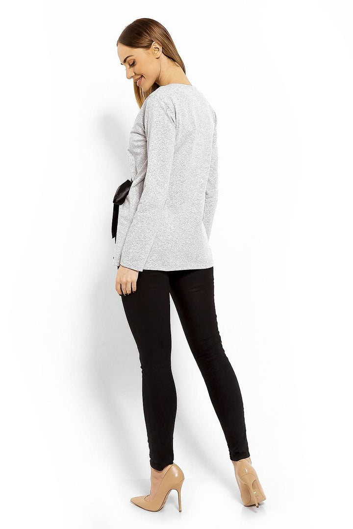 Envelope Neckline Blouse with Adjustable Tie - Ludowika 
