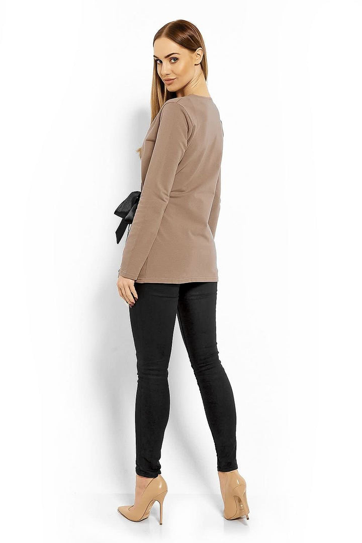 Envelope Neckline Blouse with Adjustable Tie - Ludowika 
