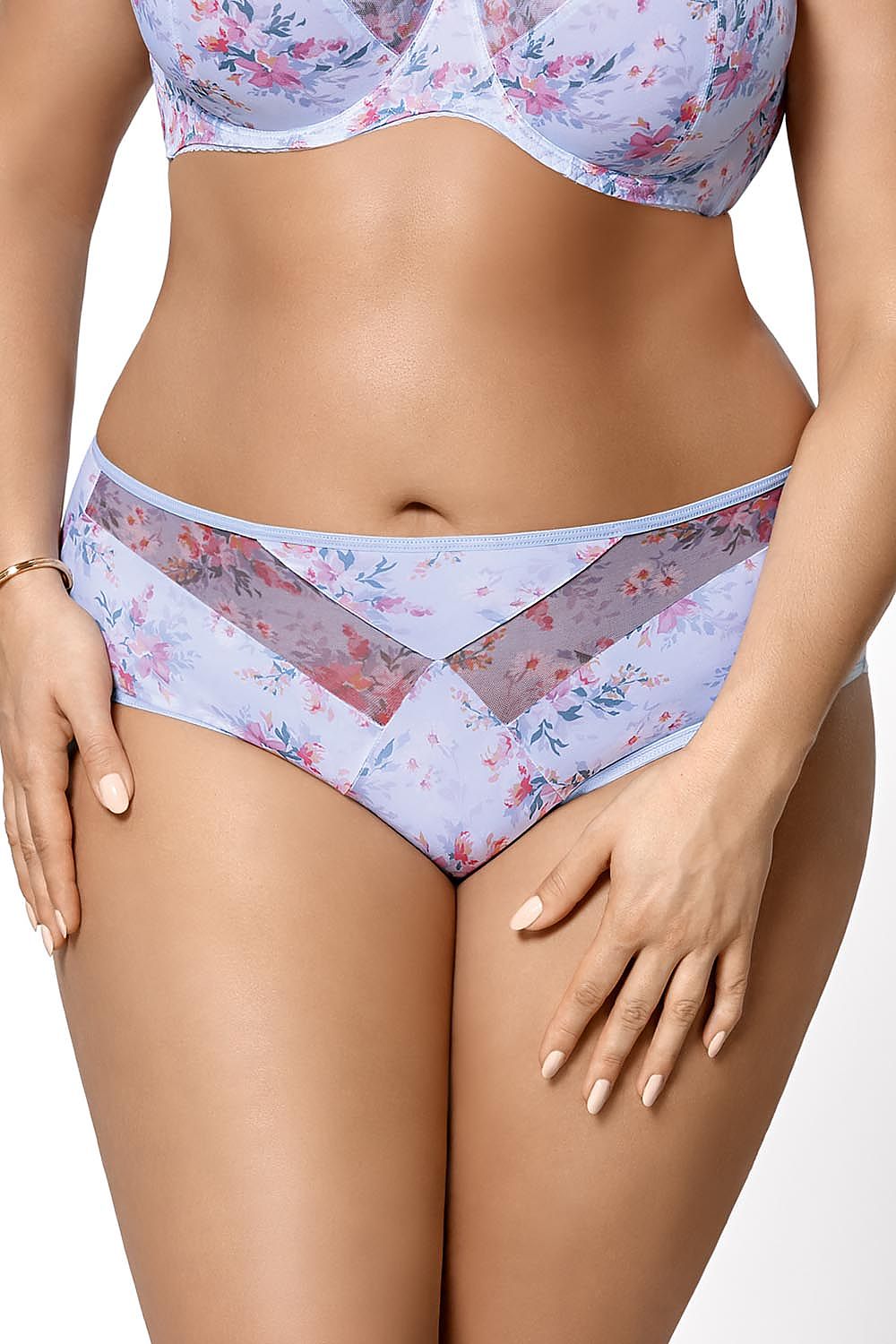 Classic Full Briefs with Floral Print and Tulle Details