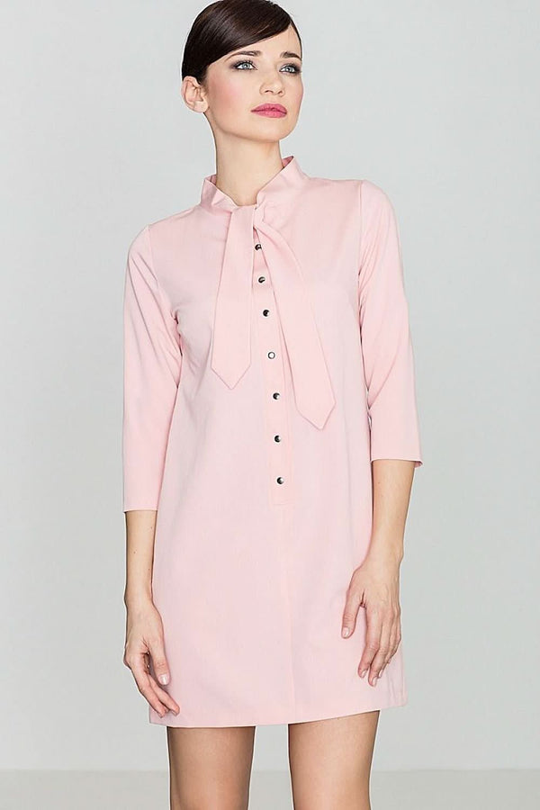Mini-robe en tissu doux avec manches 3/4, décolleté plongeant et ceinture nouée