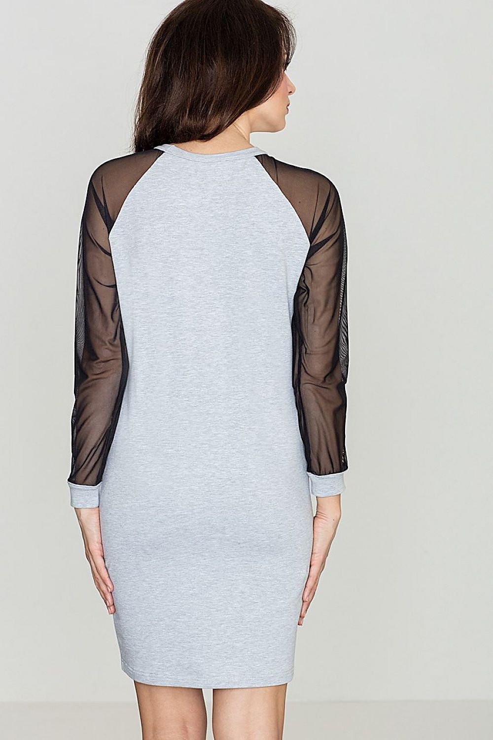 Elegant Stretch Cotton Dress with Mesh Raglan Sleeves