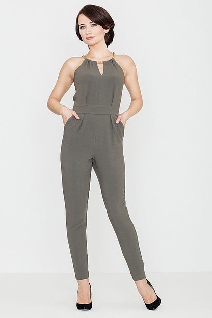 Chic Tapered-Leg Jumpsuit with Chain Detail