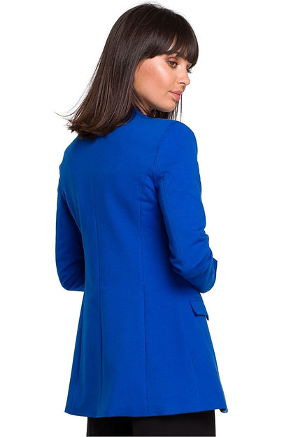 Cotton Knit Sequin Jacket with Elegant Unbuttoned Trim and Flap Pockets