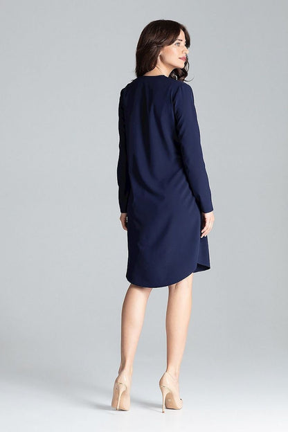 Elegant Shirt Dress with Waist Tie and Decorative Springs